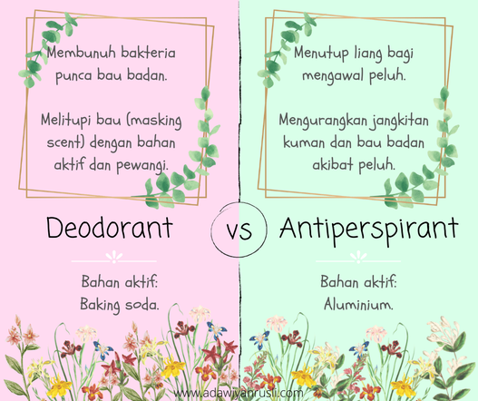 Perbezaan antara deodorant dan antiperspirant
