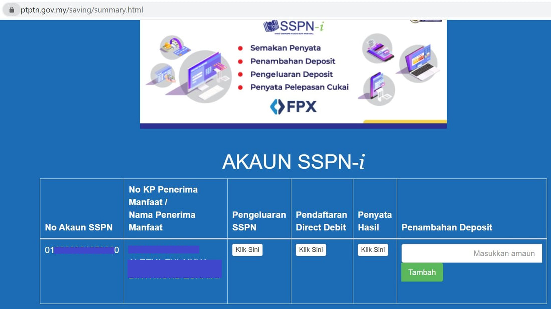deposit SSPN-i melalui e-SSPN